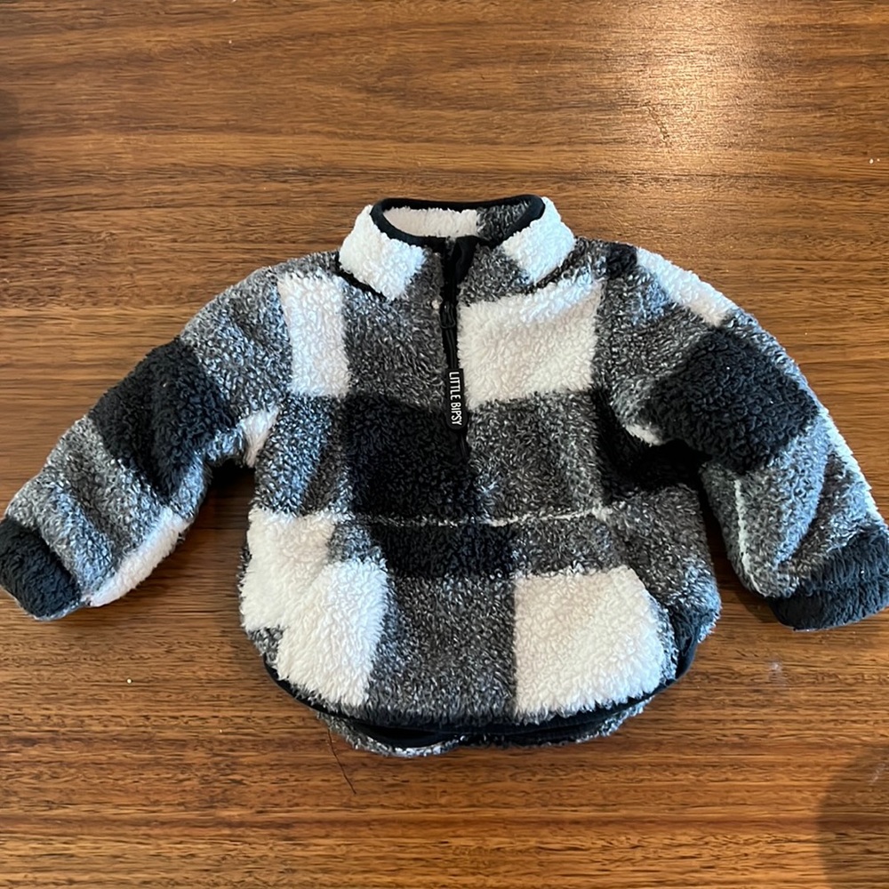 Little Bipsy Plaid Sherpa quarter zip